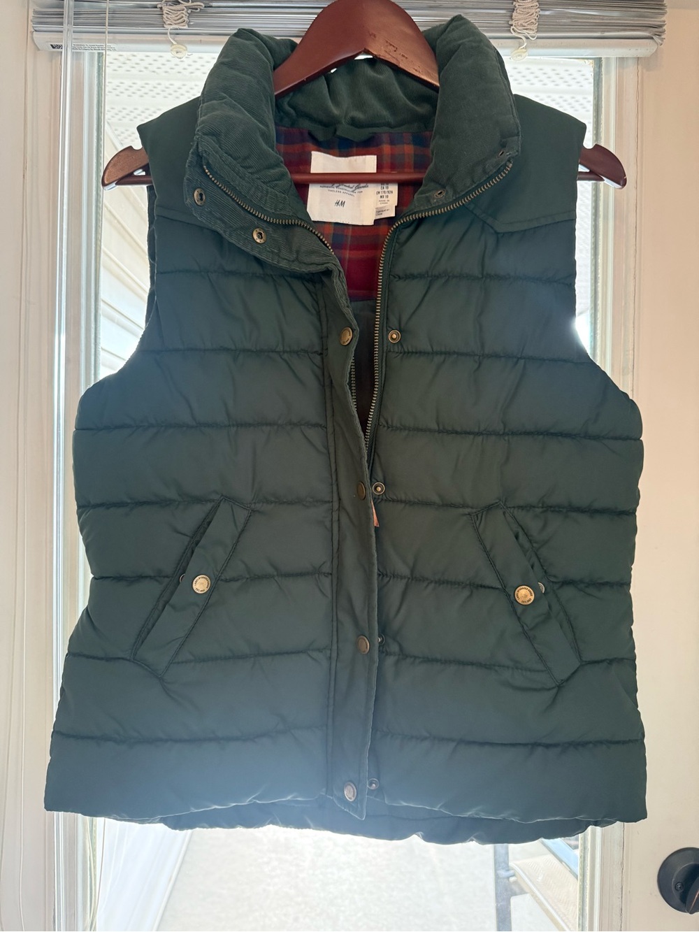 H&M Women's Forest Green Quilted Puffer Vest